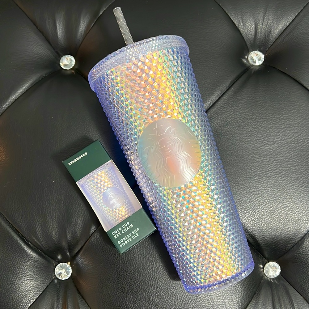 🦄Starbucks🦄 Unicorn Iridescent Studded Cold Cup and Matching Key Chain.  NWT.